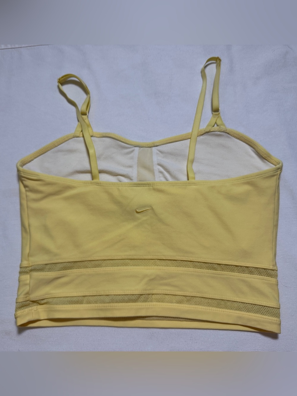 Nike Women’s Y2K Dri-FIT Shelf Bra Athletic Cami Tank Top Butter Yellow Large - Picture 3 of 5